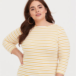 Yellow stripped ribbed top